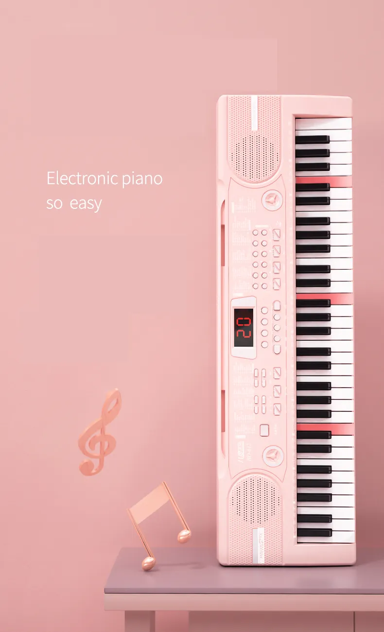61キーライトキーボード学習機能電子キーボード電気ピアノ楽器指付き電子オルガン音楽キーボード