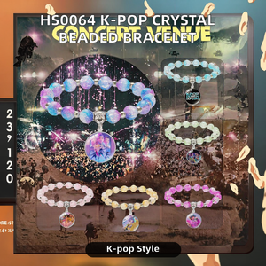 HS0064 <span class=keywords><strong>HOLAN</strong></span> Nueva Pulsera de Cuentas de Cristal con Colgante K-pop, Incrustaciones de Efecto Gelo, Joyería de Regalo - Product Image 2