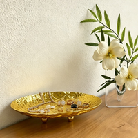 Nampan Penyimpanan Logam Oval Mewah, Organizer Besi Dekoratif Tunggal untuk Penggunaan di Dapur, Meja Kerja, Kamar Mandi, Parfum, Kosmetik, Perhiasan