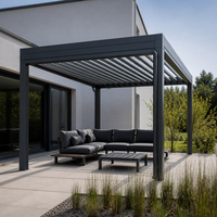 Pergola en aluminium Jiake avec lames motorisées étanches et gouttière pour jardin, terrasse, espace de loisirs, projets personnalisés