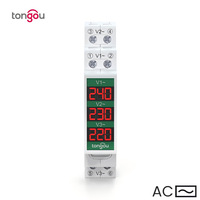 TONGOU Compteur de tension numérique intelligent monophasé et triphasé CA monté sur rail DIN 60V-450V Instrument électrique à affichage numérique M261