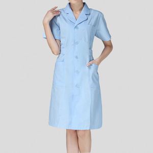 OEM Lady <span class=keywords><strong>Sexy</strong></span> ricamato la luce assistente dentale donne infermiere camice da laboratorio manica corta lungo medico uniforme scrub - Product Image 3