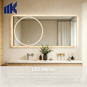 Miroirs <span class=keywords><strong>de</strong></span> <span class=keywords><strong>salle</strong></span> <span class=keywords><strong>de</strong></span> <span class=keywords><strong>bain</strong></span> 60 <span class=keywords><strong>cm</strong></span> avec fonction rasage, <span class=keywords><strong>LED</strong></span>. Miroir <span class=keywords><strong>LED</strong></span> personnalisé <span class=keywords><strong>de</strong></span> grande taille, style vague irrégulière, avec lumière tricolore pour barbier - Product Image 1