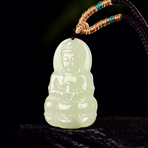 หยกโฮตันธรรมชาติ หยกขาว จี้พระอวโลกิเตศวร สไตล์จีน ดีไซน์ดั้งเดิม ของขวัญพร้อมใบรับรอง <span class=keywords><strong>HT21</strong></span> - Product Image 2