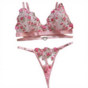 Women's <b>Sexy</b> Black Lace Bikini <b>Set</b> Three Piece Erotic Lingerie <b>Bra</b> Thongs Low-Rise Push-Up Bow Decoration Adjusted-straps Floral - Product Image 3