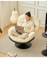 Fauteuil inclinable pivotant en cuir moderne de luxe avec structure en acier, canapé individuel de détente pour salon, chambre, hôtel et appartement