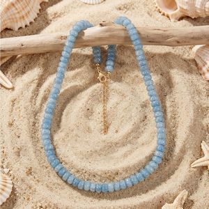 Dopamine Heishi Beaded Geometric <b>Necklace</b> Handmade Natural Stone Choker Gift for Women Summer Beach Vacation Clavicle Chain - Product Image 6