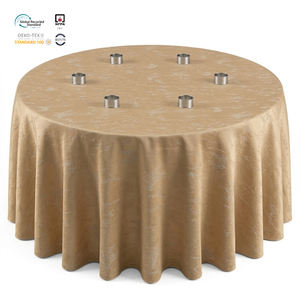 Nappe Jacquard Bleu Marine de Qualité Hôtelière 6 pieds, Infroissable, Imperméable, en Polyester Damassé, Personnalisable pour Présentation - Product Image 1