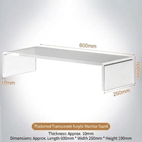 Support d'écran en acrylique transparent épaissi personnalisé, rehausseur de bureau en acrylique en forme de U pour espace de travail