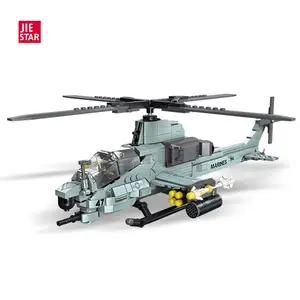 JIESTAR BRINQUEDOS 597 pcs helicóptero militar plástico blocos de construção miúdos presentes voando brinquedo avião construção avião kit brinquedos