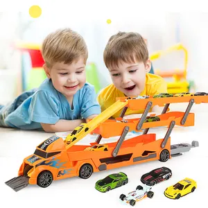 Sinovan großer Kunststoff anhänger LKW Spielzeug anhänger mit 4 Stück Druckguss auto für Promotion Spielzeug LKW und Anhänger
