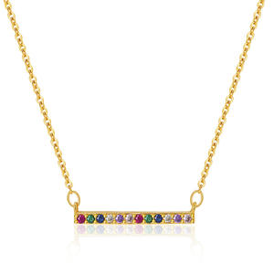 Kalung minimalis dengan desain lurus panjang dan kalung perhiasan mode wanita bertatahkan berlian berlapis emas 18K - Product Image 6