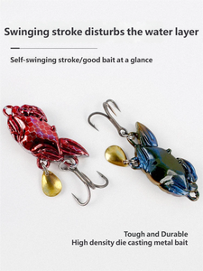 Leurre Métallique Spinner Jig Crab Lure Imprimé pour Pêche en <span class=keywords><strong>Eau</strong></span> Salée, Lac, Carpe, Truite - Longue Portée, Toutes Couches <span class=keywords><strong>d</strong></span>'<span class=keywords><strong>Eau</strong></span>, Vib, Appât pour Pêche au Bar - Product Image 4