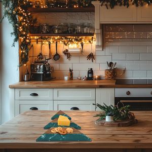 Bandeja para Cortar Charcutería, Diseño Elegante, Ecológica, Duradera, de Mármol Verde y Madera de <span class=keywords><strong>Acacia</strong></span>, en Forma de Árbol de Navidad, 1.5 cm de Grosor, para Queso - Product Image 5