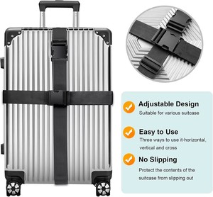 Sangles de bagages pour valises, robustes, portables, noires, de qualité supérieure, en matériau PP, approuvées par la <span class=keywords><strong>TSA</strong></span>, réglables, polyvalentes, avec boucle robuste - Product Image 4