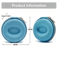 Étui de voyage rond en cuir PU grain litchi avec fermeture éclair, pochette de rangement portable, boîte d'emballage protectrice pour une seule montre-bracelet