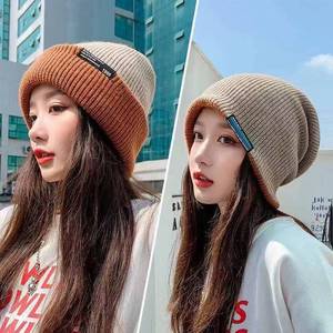 Chapeau <span class=keywords><strong>de</strong></span> voyage unisexe en tricot chaud d'hiver, en Spandex/Coton Jacquard, double face, avec protection des oreilles, motif lettres, design décontracté - Product Image 2