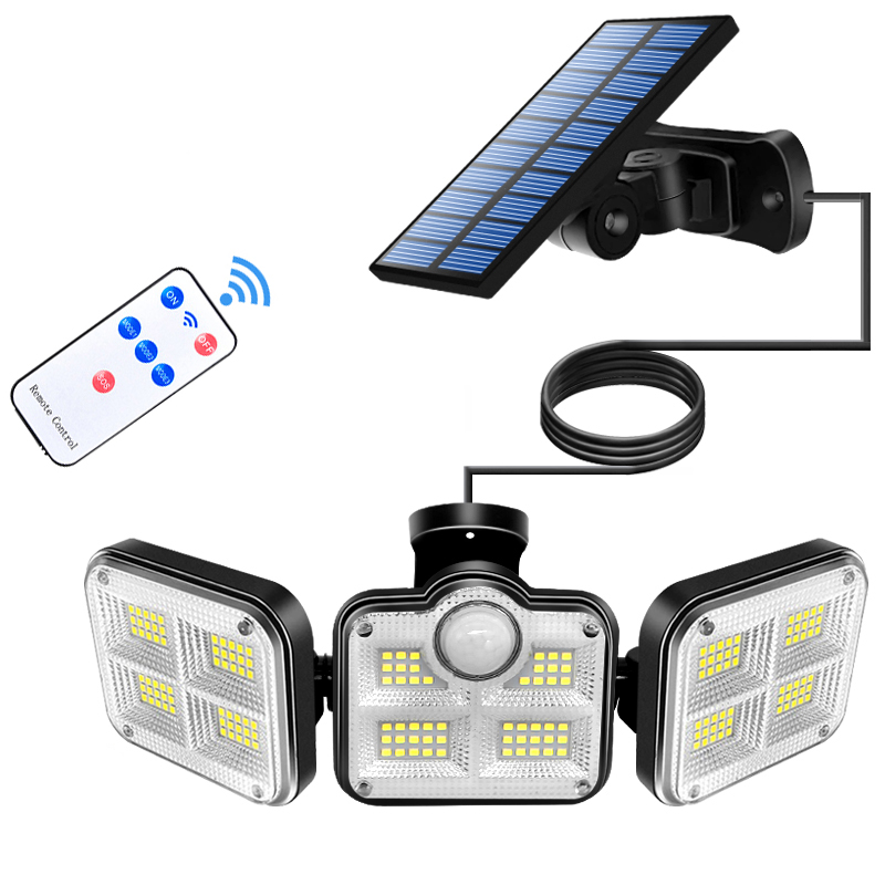 Outdoor 138 Led Afstandsbediening Split Solar Wall Mount Motion Licht Met 5 Meter Extra Draad