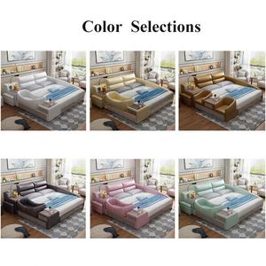 سرير جلدي ذكي لغرفة نوم الوالدين والطفل مع شاحن: تخزين زاوية الطفل وجاهز بالتكنولوجيا - Product Image 5