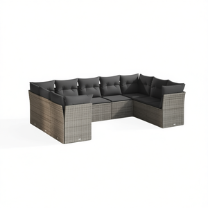 Ensemble de canapés de jardin en rotin gris, structure en acier, 6 places, mobilier de patio extérieur, design contemporain, durable et élégant - Product Image 1