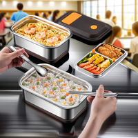 Boîte à lunch bento en acier inoxydable 304 HUFA, en plastique PP, anti-fuite, récipient de stockage alimentaire, boîte de conservation, 1,6 L, micro-ondable, 2 compartiments