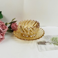 Service de table en verre ambré transparent pour mariage, assiettes à salade de fruits, bols, tasses