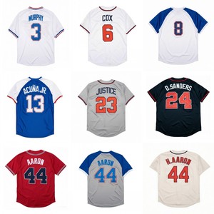 Camisetas de Béisbol Cosidas para Hombre, 3 Dale Murphy, 6 Bobby Cox, 8 Javy <span class=keywords><strong>Lopez</strong></span>, 10 Chipper Jones, 13 Ronald Acuna Jr., Tallas S-3XL - Product Image 1
