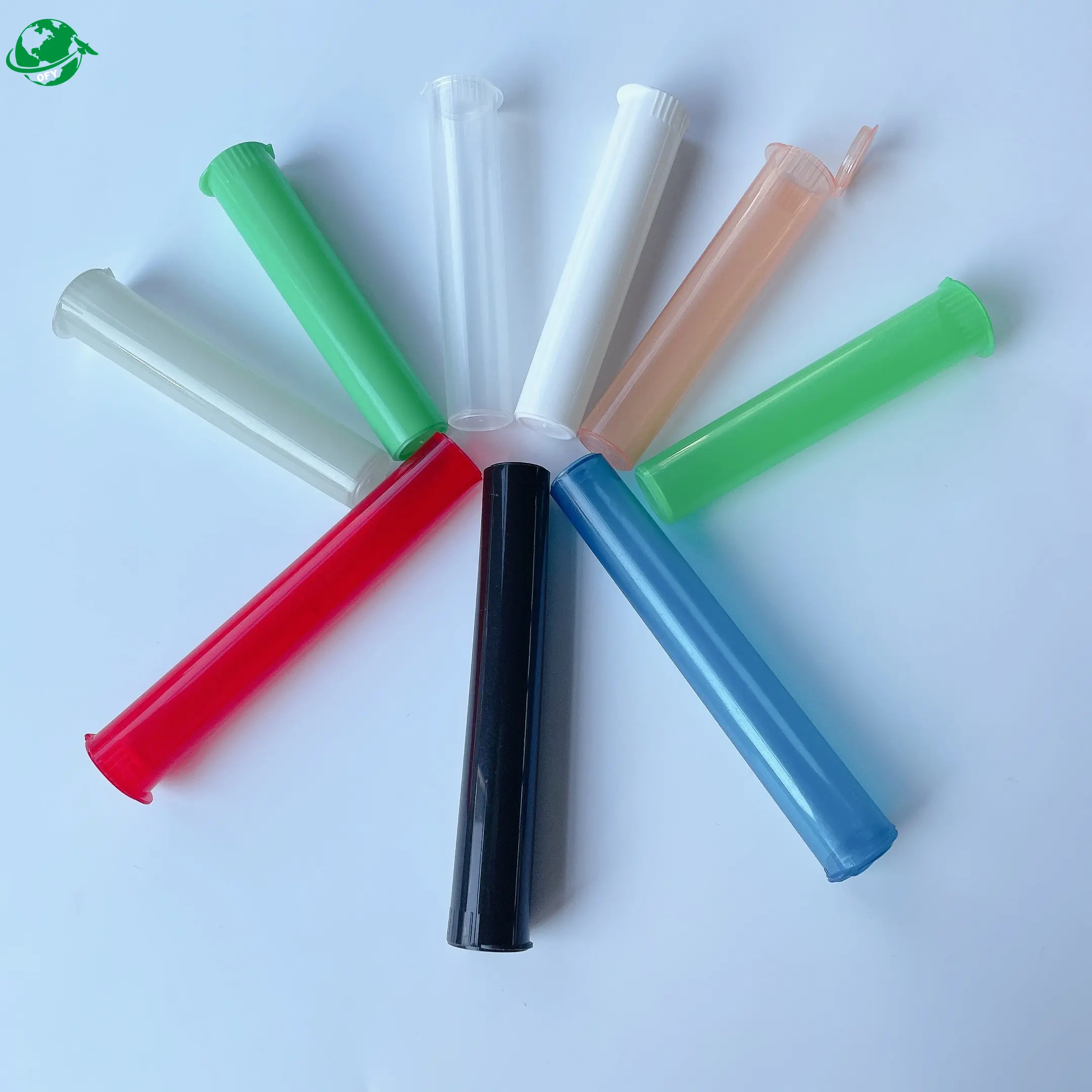 Tubo de plástico de 98 mm 120 mm para claro o colorido con parte superior resistente a los niños