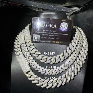 15mm 16mm 20mm 스털링 실버 925 VVS 모이사나이트 다이아몬드 힙합 쥬얼리 아이스 아웃 마이애미 쿠바 링크 체인 목걸이 - Product Image 1