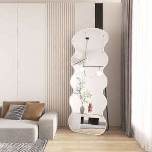 <span class=keywords><strong>Espejo</strong></span> de <span class=keywords><strong>Cuerpo</strong></span> Entero Irregular, Largo y Ondulado, de Pie, con Marco de Aluminio, para Decoración del Hogar, Baño y Tocador - Product Image 2