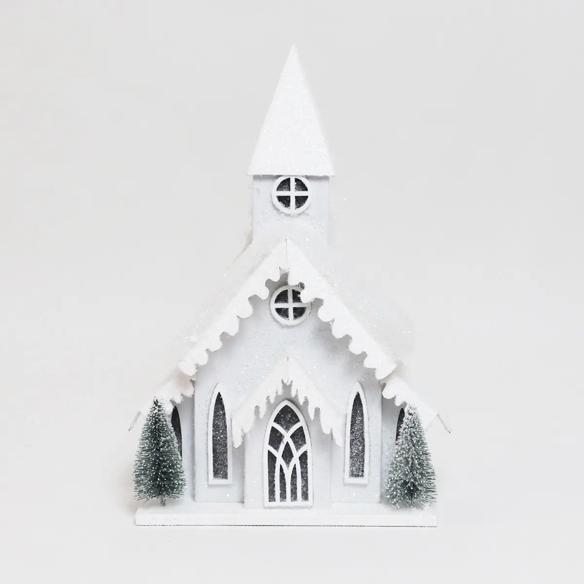 New Year Presents Ornaments 9.45" Inch Handmade Paper Board LED Lighted Winter Snow Christmas Village Houses With Snowman