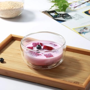 Doble pared tazón de <span class=keywords><strong>vidrio</strong></span> de cristal de ensalada postre/hielo crema de avena de - Product Image 5