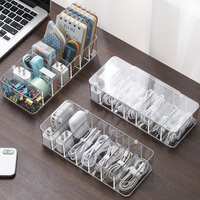 Boîte de gestion du cordon d'alimentation du câble de bureau à 7 compartiments Boîte de rangement pour organisateur de câbles avec 10 attaches et couvercle