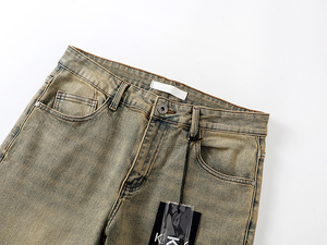 Jean évasé stretch KDNK, coupe skinny, noir délavé, imprimé graphique étoile, style bootcut empilé, pantalon en denim pour homme, streetwear décontracté - Product Image 3