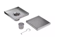 Drain de sol carré en acier inoxydable SUS304 argenté avec grille de couverture amovible pour salle de bain