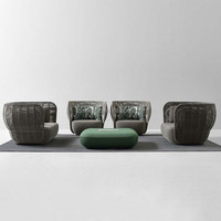 Ensemble de canapé en aluminium au design moderne de luxe avec coussins hauts imperméables pour jardin hôtel table de plage et corde incluse