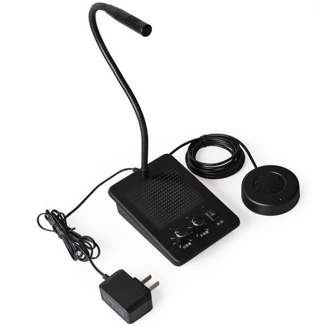 Wired Gooseneck Microphone PA Paging System with Desktop Base Speaker