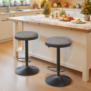 Modern Adjustable Height Swivel Steady <b>Bar</b> <b>Stool</b> Set Durable Fabric Seat Stable Metal Base Outdoor Gym Home Kitchen <b>Bar</b> Counter - Product Image 2