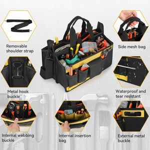 กระเป๋าเครื่องมือสำหรับงานหนัก กล่องเครื่องมือแบบพกพาพร้อมช่องเปิดกว้าง สายสะพายไหล่ปรับได้ กระเป๋าเก็บเครื่องมืออเนกประสงค์ - Product Image 3