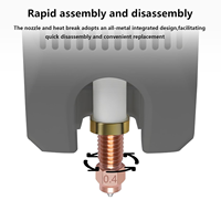 Kit Nozel Pengganti Cepat Terintegrasi Creality, Nozel Hotend Tembaga Baja Keras 0.2/0.4/0.6/0.8mm, Kompatibel dengan Hi/K2/K2 Plus