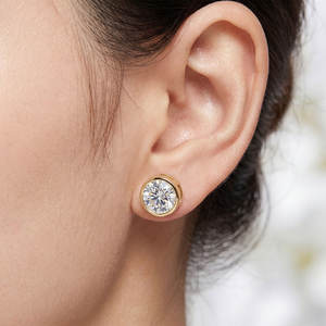 Boucles d'oreilles en or massif 10K/14K/18K avec diamants de laboratoire VVS - Certifiées IGI <span class=keywords><strong>1</strong></span> <span class=keywords><strong>Carat</strong></span>, Clous simples en forme de bulle, Bijoux fins de mariage pour femme - Product Image 4