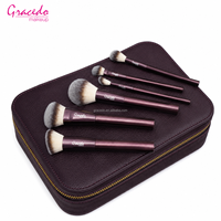 Ensemble professionnel de 19 pinceaux de maquillage pour le visage, poils synthétiques en nylon, manches en bois, étui de transport, étiquette privée OEM