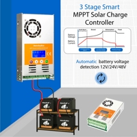 Contrôleur de charge solaire MPPT 40A 12V 24V 48V à reconnaissance automatique, écran LCD, véritable MPPT, non-PWM, pour système hors réseau