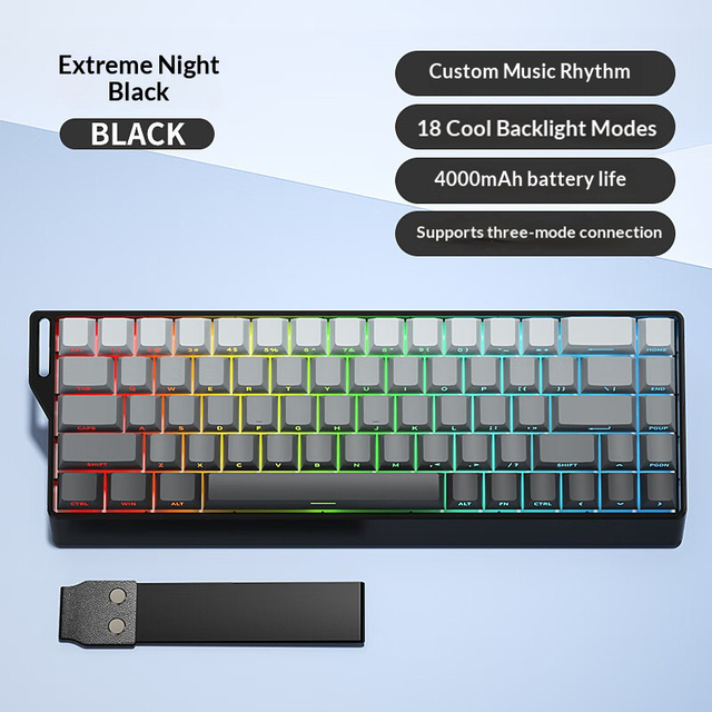 K68 Tri-Mode 2.4Ghz Wireless Mechanical Keyboard RGB Lighting USB-C Hot-Swap Anti-Ghosting Programmable Adjustable Tilt Gaming
