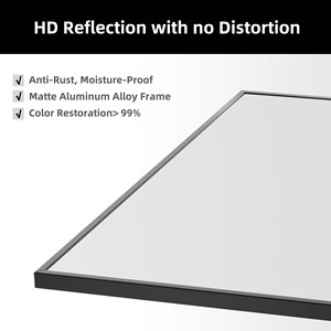 Fabbrica all'ingrosso muro Hotel wc 24 pollici moderno grande quadrato 24X30 nero incorniciato vanità nero incorniciato specchio bagno nero - Product Image 5