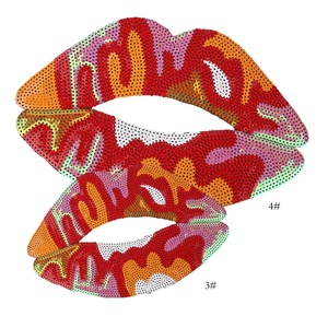 Tùy Chỉnh Chuyển Nhiều Màu Sắc Hôn Red Lip Mardi Gras Sắt Trên Vá <span class=keywords><strong>Sequin</strong></span> Chenille Môi Các Bản Vá Lỗi Nhà Máy Tùy Chỉnh Môi Các Bản Vá Lỗi - Product Image 1