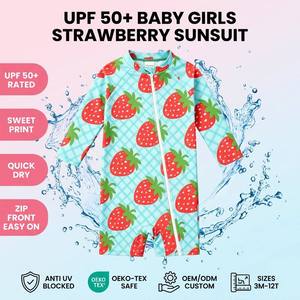 <span class=keywords><strong>Maillot</strong></span> <span class=keywords><strong>de</strong></span> <span class=keywords><strong>bain</strong></span> une pièce pour bébé fille, protection solaire UPF 50+, imprimé fraises, avec fermeture éclair sur le devant, 3M-12T - Product Image 2