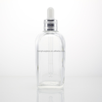 Flacons compte-gouttes carrés en verre transparent de luxe 10ml 20ml 30ml 50ml 100ml pour emballage de cosmétiques, huiles essentielles et sérums pour la peau