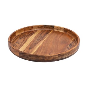 Hot Selling Hand Crafted Round Tray Large Round Acacia Wood Serving Tray Wooden Tray for Dry Fruits Cake Vegetables for Sale - Product Image 1