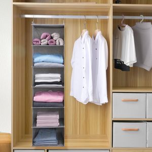 Organizador de armario colgante, 6 estantes, almacenamiento plegable para ropa, dormitorio, gris oscuro - Product Image 3